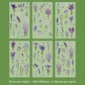Lavender theme transparent PET stickers set for scrapbooking, 6 sheets, 100x180mm - Provence Lavender (6 Sheets)
