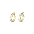 Exaggerated gold hollow heart-shaped C-shaped hoop earrings with a modern geometric design - Stitched Hollow Heart / Gold