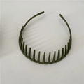 Olive green matte headband with inner teeth for secure grip and non-slip hair styling - Bean Green