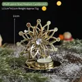 Golden star-shaped metal candle holder with central crystal for Christmas decor - Multi-pointed Star Candle Holder