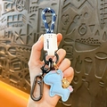 Portachiavi cavallo carino in pelle intrecciata con ciondolo borsa soldi per auto. - Blu