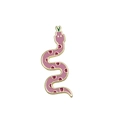 Cute cartoon snake enamel brooch in pink and gold finish for 2025 New Year gift - Pink and Deep Pink Spotted Snake