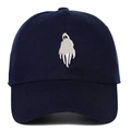 Casquette de baseball bleu marine avec broderie fantôme blanc et design à six pans - Réglable / Bleu Marine