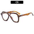 Retro pilot style sunglasses featuring a tortoiseshell double bridge frame and silver wing trim - Cream Marbled Clear Lens