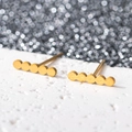 Minimalist 18K gold plated stainless steel five-dot bar stud earrings for women - Five Dots / Gold
