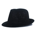 Cappello fedora nero lavorato a maglia con paillettes da donna per spettacolo - M (56-58cm) / Nero