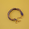 Colorful woven 40cm purse strap with golden chain and round lobster clasps - Improved Version / Blue Stripe