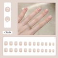 Unghie finte quadrate rosa nude con decoro a onde bianche in set da 24 pezzi - CF034 Quadrato Nude Chiaro (Stile Colla)