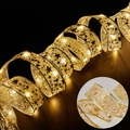 Golden Christmas ribbon light string with warm LED stars and musical notes design - 1M 10-LED Battery Powered / Gold Ribbon (Warm White Light)