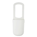 White silicone cup holder with sturdy handle for strollers and bikes - White