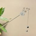 Silberne chinesische Haarnadel mit Pflaumenblüte und elegantem Metall-Quasten-Design - Silberne Pflaumenblüte Lange Quaste Stil (5893)