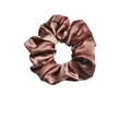Elegant glossy satin scrunchie in coffee brown color with elastic ribbon texture - Red Coffee