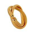 Close-up of 18K gold plated double-loop Tubogas bracelet with zircon stone detail - Layered Spiral Style(YS794) / Gold