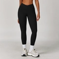 Pantaloni da yoga neri a vita alta con design a V incrociato e vestibilità slim - M / Nero Premium