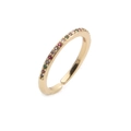 Anillo ajustable dorado con circonitas de colores y diseño minimalista vintage - Abierto Ajustable / Colorido