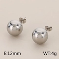 Minimalist 12mm silver stainless steel ball stud earrings with a high-polished finish - Hollow (KLJ580-Z) / 12mm / Silver