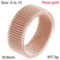 8mm Roségold Edelstahl Mesh-Ring mit atmungsaktiver Webstruktur im Unisex-Stil - US 9 / Roségold