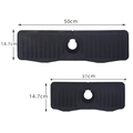 Dark grey silicone faucet splash guard mat in 37cm and 50cm length variations - Black