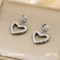 Silver heart earrings with hammered metal texture in a jewelry box, 19x17mm size - Style D Hammered Heart (KE115692-GC)