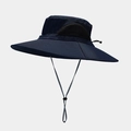 Chapeau de soleil en nylon bleu marine avec aérations et cordon coupe-vent réglable - M (56-58cm) / Bleu marine
