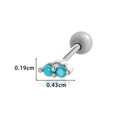 Silver stainless steel cartilage stud with turquoise stones and 0.43cm width dimensions - Silver Blue