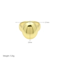 Detailed view of the 18k gold plated ring showing dimensions 21mm 23mm and 5.8g weight - Adjustable Open / Simple Geometric Style (DR240542-G)