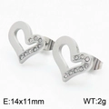 Orecchini a perno asimmetrici a cuore in argento con cristalli lucidi, 14x11mm - Orecchini a Bottone Argentati (KE108879-KFC)