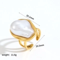 Anello con perla barocca in acciaio inossidabile placcato oro 18k misura regolabile - Stile Perla Irregolare Barocca (TR4399)