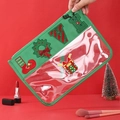 Green Christmas chenille embroidery LOVE makeup bag with festive patterns and PVC window - Snack Bag LOVE