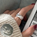 Vintage Silberring im Liquid-Metal-Stil, geometrisches offenes Design im Punk-Look - Einstellbar Offen / Unregelmäßiger Flüssiger Offener Stil (JZ5191)