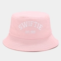 Pink cotton bucket hat with white SWIFTIE and EST. 1989 embroidery on the front - M (56-58cm) / Light Pink