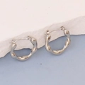 Silver wavy hoop earrings with minimalist irregular geometric design for women - Silver Style K7-78