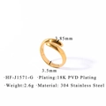 Detail of 18K PVD plated stainless steel ring with 3.5-3.85mm width and 2.6g weight - Adjustable Open / Gold - Overlap Wrap - G1571