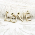 Elegante 18K vergoldete Anhänger Buchstaben L O V E mit weißen Perlen für DIY Schmuck - Buchstabe E / 13.7*25mm
