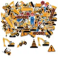 Confettis de table de fête d'anniversaire thème chantier avec pelleteuses et camions - Thème 100 Pièces Véhicules de Chantier