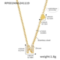 Golden stainless steel letter N necklace with zircon inlay and heart detail pendant - Letter N Necklace (RP001) / Gold