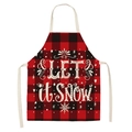 Red and black plaid Christmas apron with Let It Snow print and beige ties - Style 1/Let It Snow