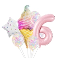Détail du ballon glace macaron et chiffre 6 pour décoration de 6ème anniversaire - Glace Numéro 6