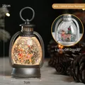 Farol de Navidad plateado con alce y bola de agua brillante, luz LED decorativa de 16 cm - Alce / Plateado