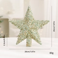 Puntale per albero di Natale a stella con paillettes oro e verdi da 20 cm - Verde Crema