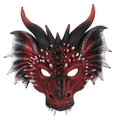 Maschera da drago 3D rossa e nera con trama a scaglie per cosplay e feste di Halloween - Maschera da drago nera e rossa