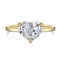 Elegant gold S925 sterling silver ring with a large heart-shaped sparkling zircon stone - Four-Prong Heart Style (DY120610)