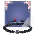 Bracelet ajustable en pierres naturelles noires avec pierre de projection 100 langues - À ma nièce / Noir mat