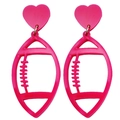 Herzförmige rosa Acryl-Ohrringe mit Rugby-Ball-Anhänger für Sportbegeisterte - Rosa