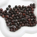 Dark brown round resin beads with red texture in white heart-shaped tray for DIY jewelry - 10mm / Coffee (10pcs/pack)