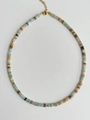 Morandi colorful natural stone beaded necklace with golden lobster clasp and chain - Amazonite