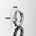 Orecchino a cerchio in acciaio argento con zircone rotondo e dettagli a cuore - Stile corda intrecciata con zircone (S336)