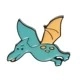 Cartoon blue pterosaur dinosaur fossil metal badge with orange wings for backpacks - Lake Blue Cartoon Pterosaur
