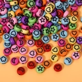 Colorful acrylic beads with star and moon patterns for DIY children jewelry making - 4*7mm Colored And Black Star Moon Beads (100 Beads)