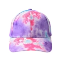 Detail of colorful tie-dye baseball cap featuring reinforced stitching and pink blue hues - Tie-dye Color 2 - Baseball Cap